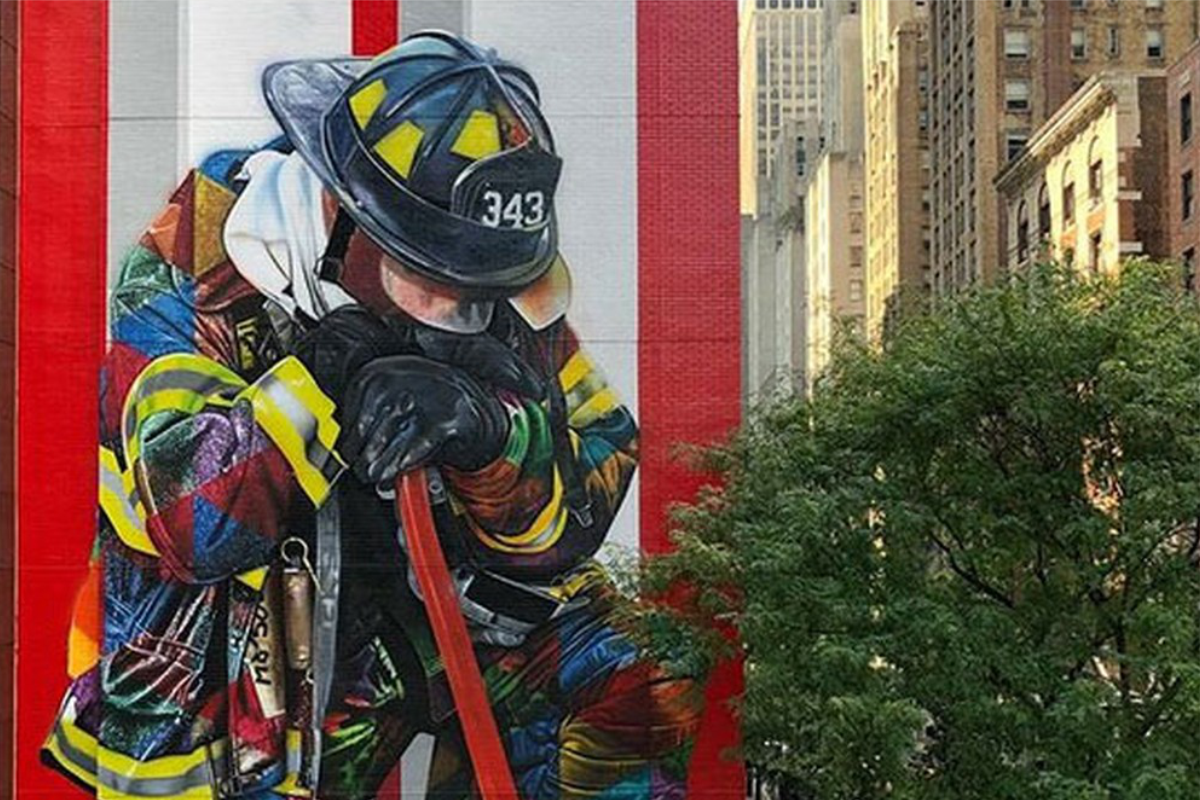 Muralista Kobra homenageia os bombeiros do 11 de setembro - Blog Chiminazzo